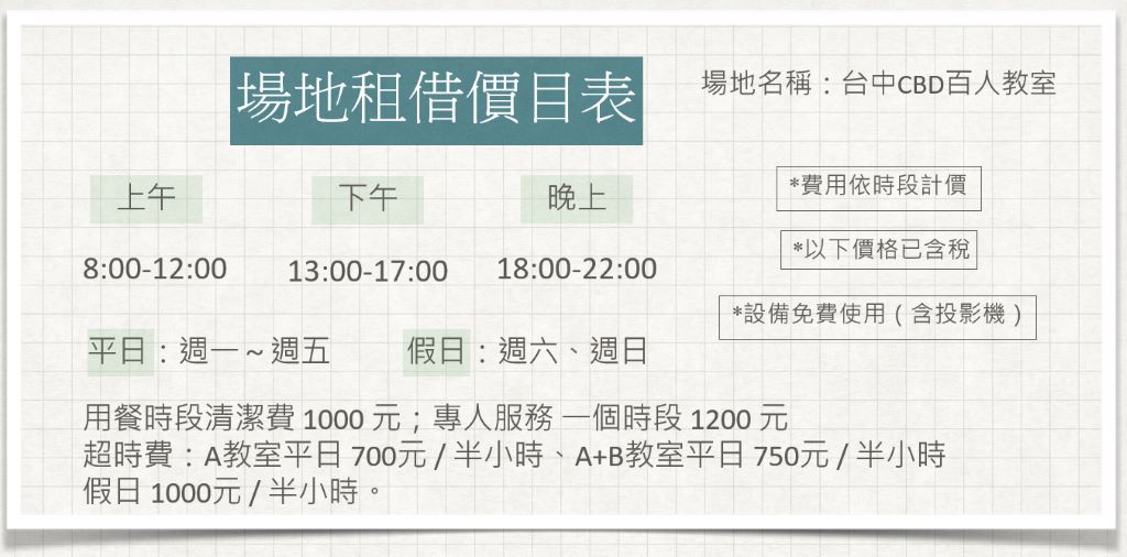 台中七期場地租借-台中CBD教室租借-簡介