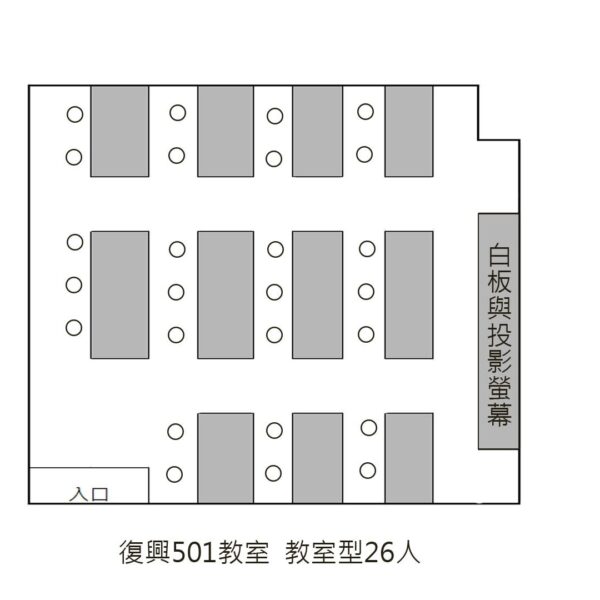 台北忠孝復興站場地租借-復興教室租借-501教室-教室型