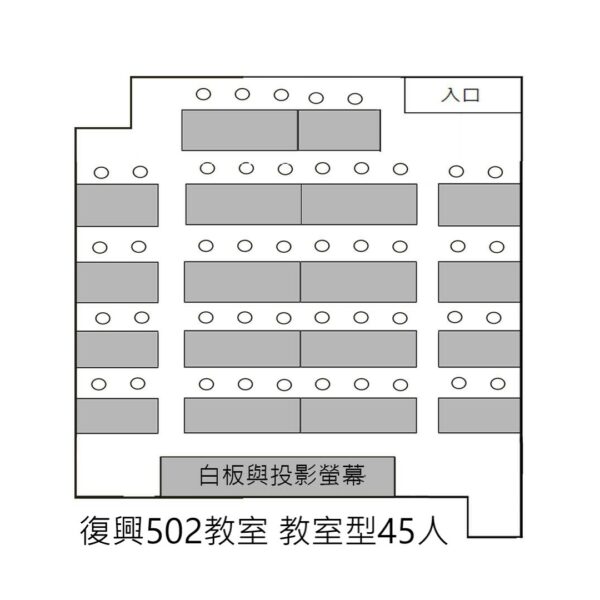 台北忠孝復興站場地租借-復興教室租借-502教室-教室型